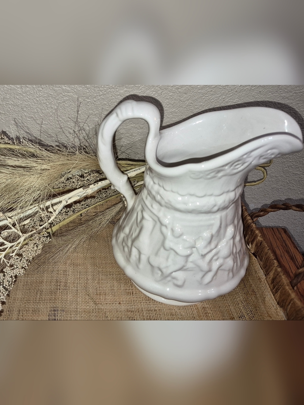 White Water Pitcher Decorative Small 1960s, 7 Inches Tall - Picture 2 of 5